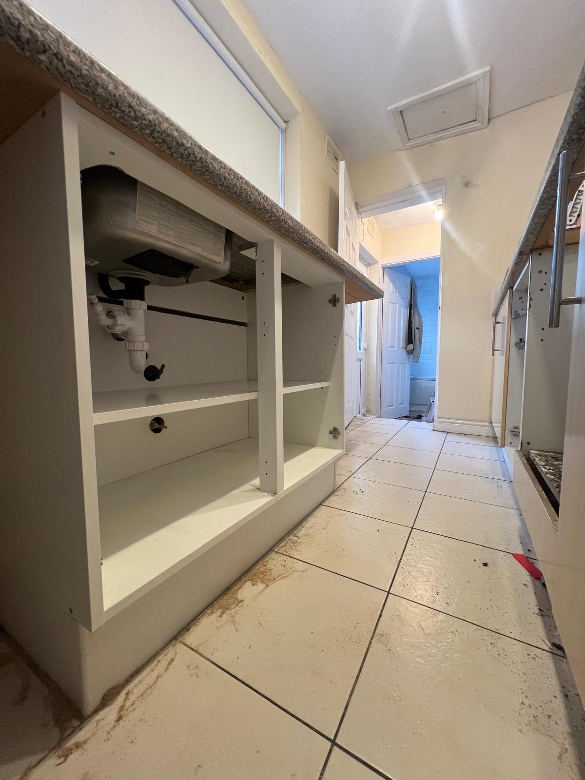 After: cabinet and stop tap replaced