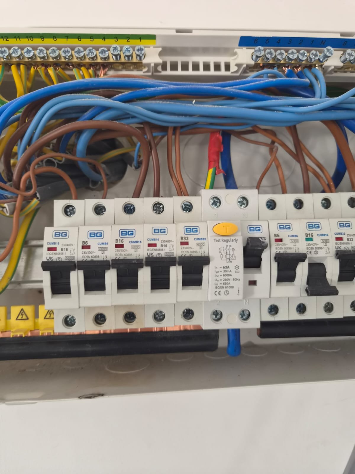 Exposed fuseboard — electrical work by CHAPS